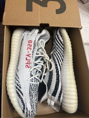 Zebra Knit Sneakers with Red Side Text
